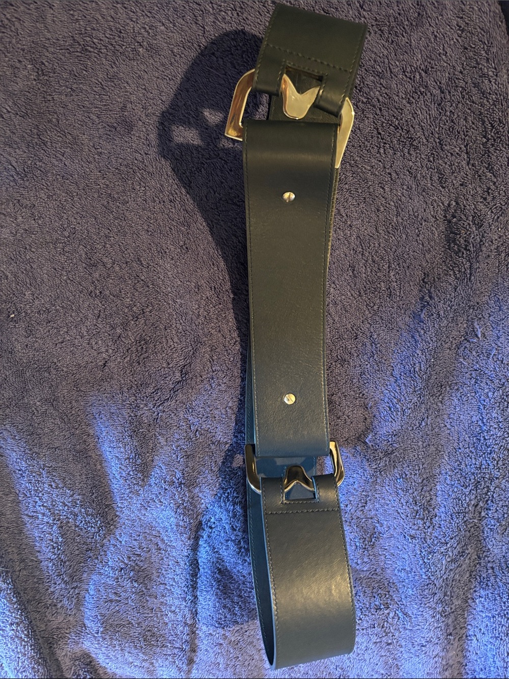 Adjustable black Leather belt with silver Hardware